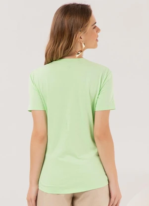 Lunender - Camiseta Slim D em Meia Malha Penteada Verde - LUNENDER