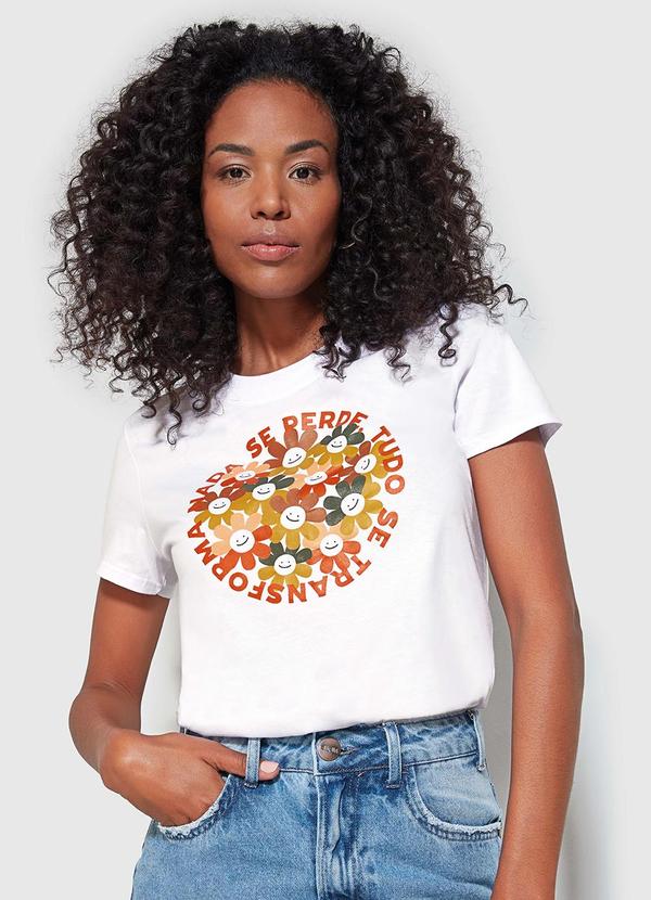 Enfim - Camiseta Slim Floral Branca 1