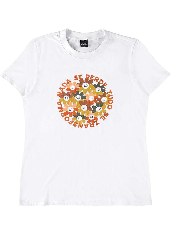 Enfim - Camiseta Slim Floral Branca 3