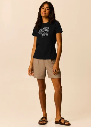 Malwee - Camiseta Slim Floral Preto - MALWEE