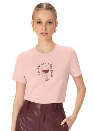 Enfim - Camiseta Slim I Need More Wine Rosê - ENFIM