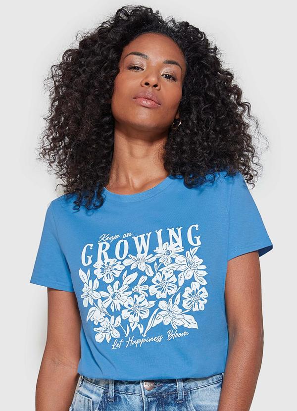 Enfim - Camiseta Slim Keep On Growing Azul