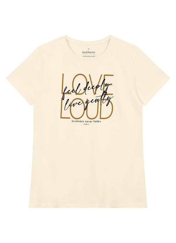 Malwee - Camiseta Slim Love Loud Creme