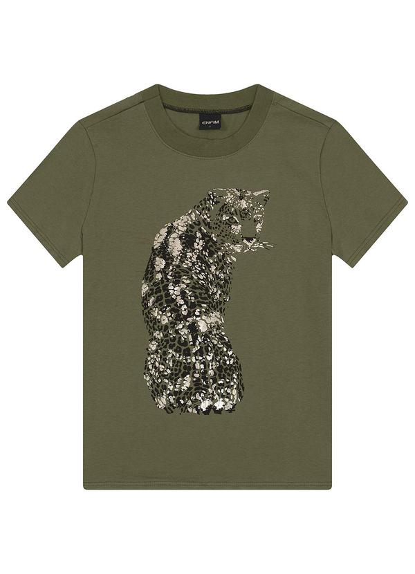 Enfim - Camiseta Slim Onça Pintada Verde Militar
