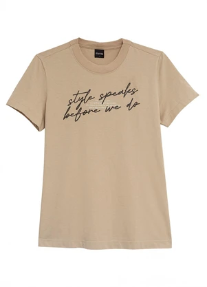 Enfim - Camiseta Slim Style Speaks Before We do Areia - ENFIM