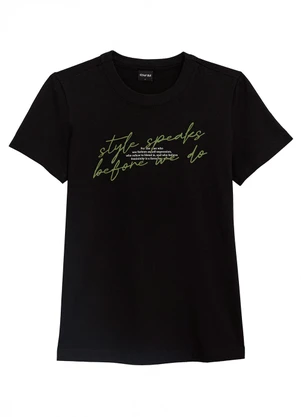 Enfim - Camiseta Slim Style Speaks Before We do Preto - ENFIM