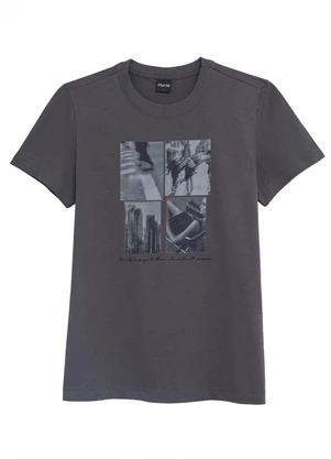 Enfim - Camiseta Slim The City Cinza Chumbo - ENFIM