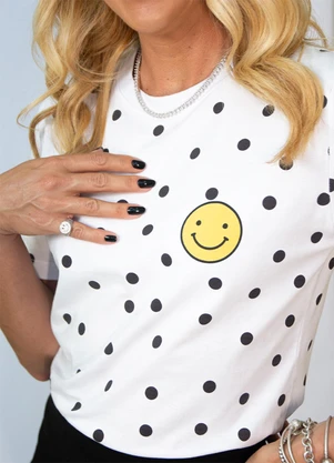 Hiatto Confecção - Camiseta Smile Poá Branco - HIATTO CONFECÇÃO