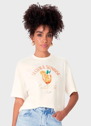 Enfim - Camiseta Tequila Sunrise Ampla Off White - ENFIM