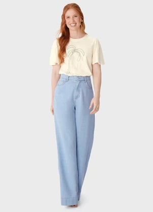 Malwee - Camiseta Tropical em Malha Off White - MALWEE
