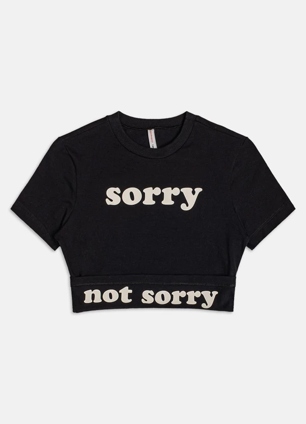 Authoria - Cropped Estampado Preto