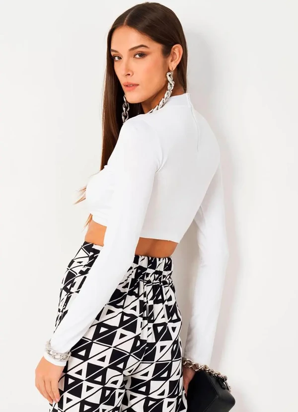 Colcci - Cropped Manga Longa Colcci Branco 2