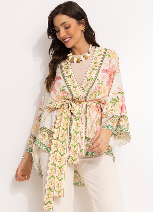 Farm - Kimono em Viscose Off White