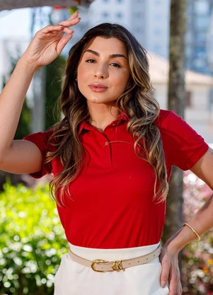 Hiatto Confecção - Polo Basica Feminina Vermelho - HIATTO CONFECÇÃO