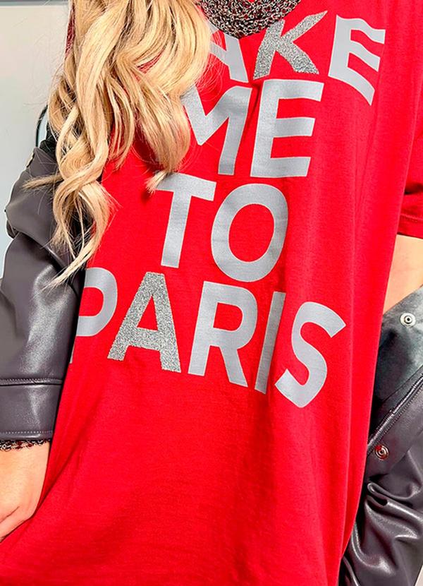 Amo Brand - T-Shirt Alongada Take Me To Paris Cereja 5