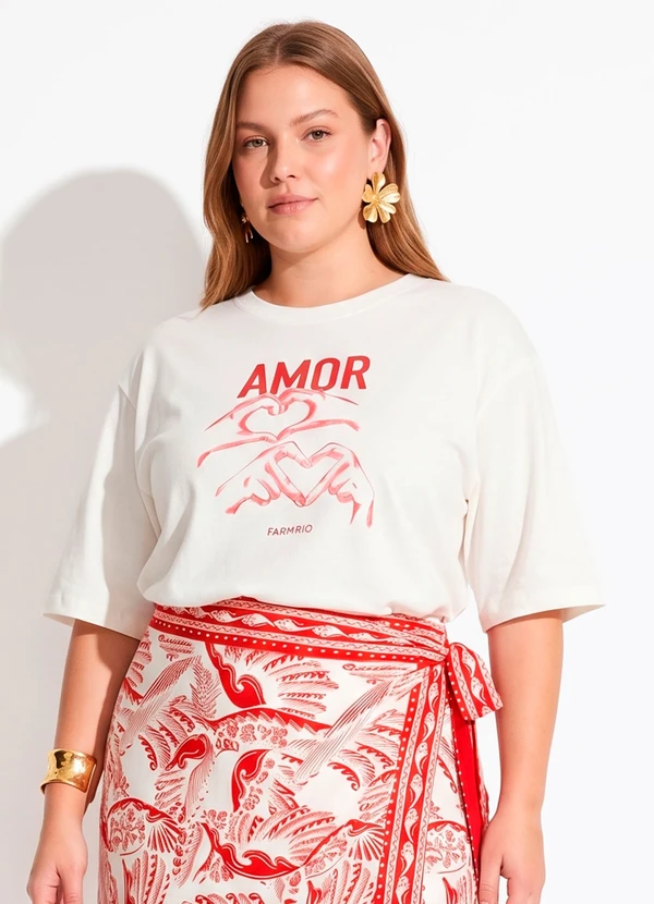 Farm - T-Shirt Ampla Amor Farm Rio Off White