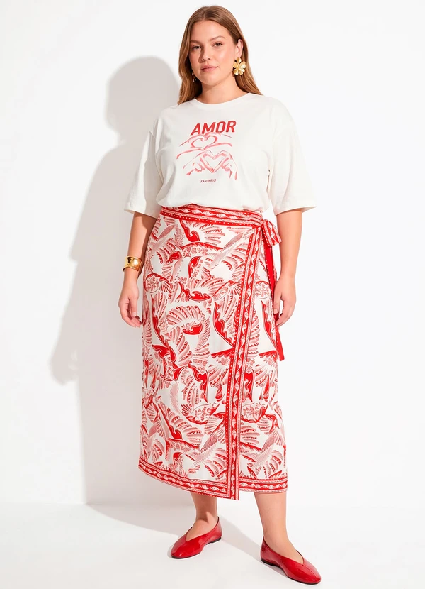 T-Shirt Ampla Amor Farm Rio Off White - Farm