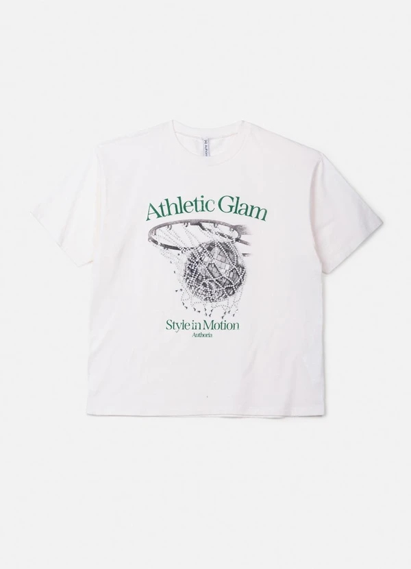 Authoria - T-Shirt Athletic Glam com Strass Branco
