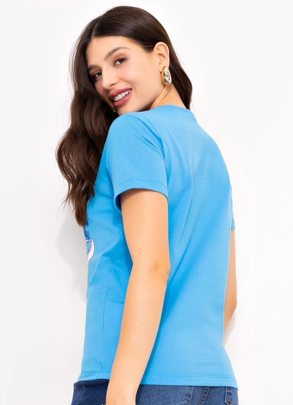 Disney - T-Shirt Azul em Malha de Algodão Penteado 2