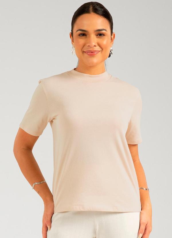 Cativa - T-Shirt Básica de Manga Curta Bege