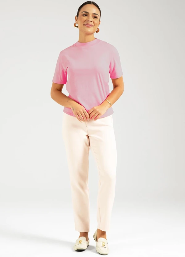 Cativa - T-Shirt Básica de Manga Curta Rosa 2