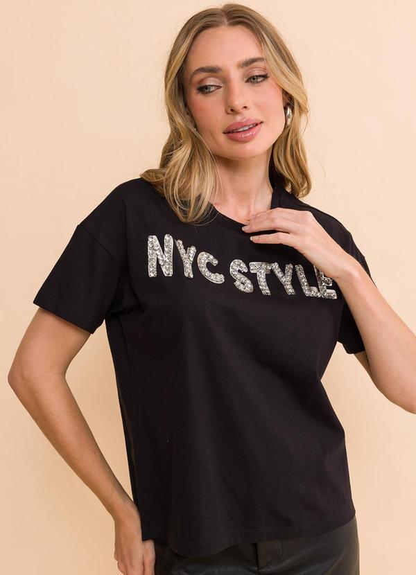 Petit Rose - T-Shirt Básica Nyc Style Preta