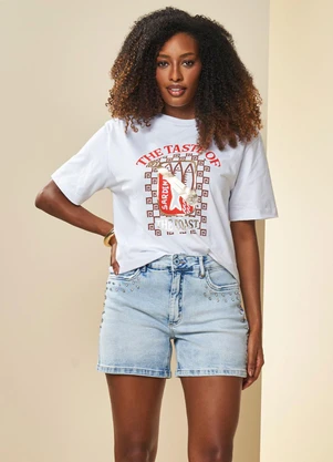 Doce Trama - T-Shirt Básica Veraneio Estampada Branco - DOCE TRAMA