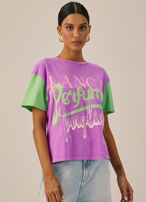 Lança Perfume - T-Shirt Bicolor de Malha Lilás