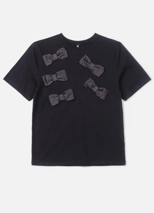 Authoria - T-Shirt Black com Laços Preto - AUTHORIA