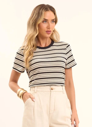 Doce Trama - T-Shirt Boho Canelada Listrado - DOCE TRAMA