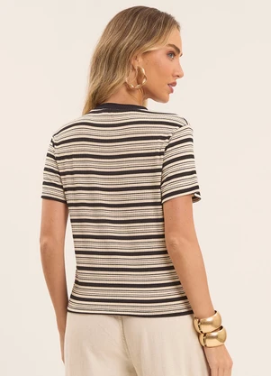 Doce Trama - T-Shirt Boho Canelada Listrado - DOCE TRAMA