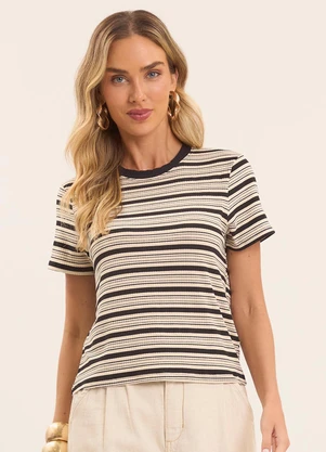 Doce Trama - T-Shirt Boho Canelada Listrado - DOCE TRAMA