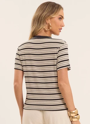 Doce Trama - T-Shirt Boho Canelada Listrado - DOCE TRAMA