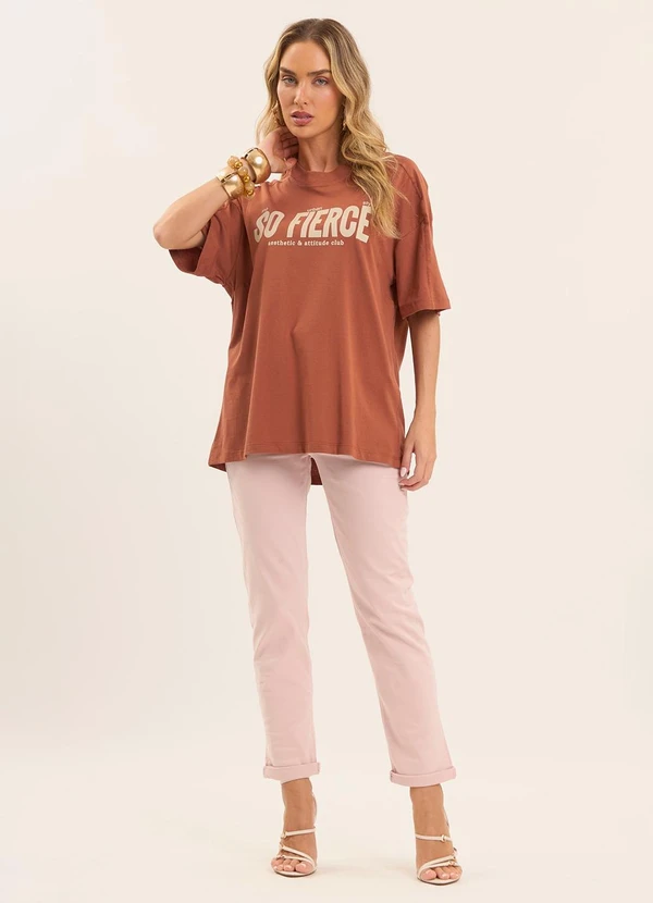 Doce Trama - T-Shirt Boho em Meia Malha Marrom 5