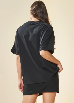 Doce Trama - T-Shirt Boho em Meia Malha Preto - DOCE TRAMA