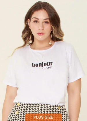 Outlet - T Shirt Bonjour Mais Gata Branco - OUTLET