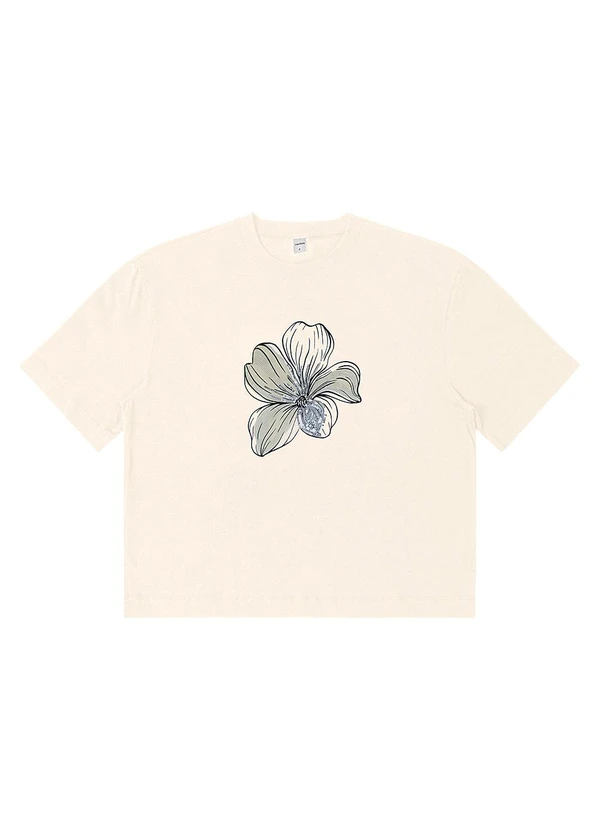 Rovitex - T- Shirt Box Feminina em Meia Malha Bege