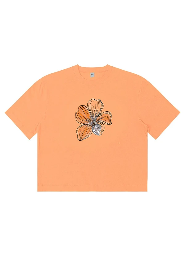 Rovitex - T- Shirt Box Feminina em Meia Malha Laranja
