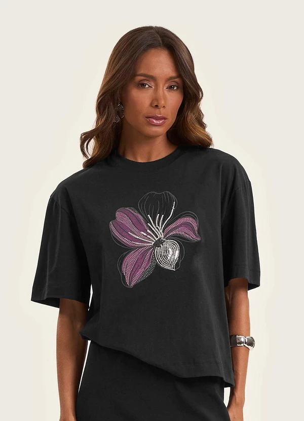 Rovitex - T- Shirt Box Feminina em Meia Malha Preto