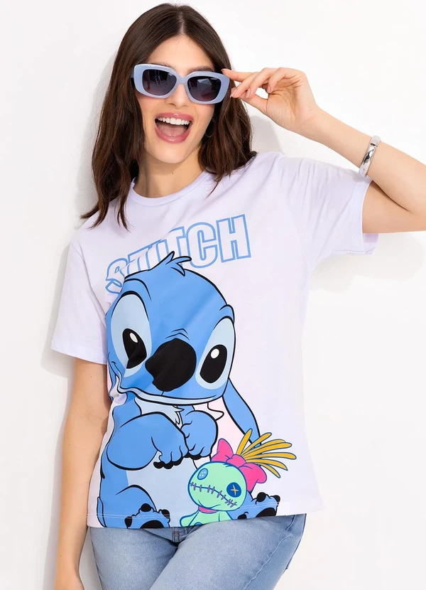 Disney - T-Shirt Branca em Malha de Algodão Penteado 4