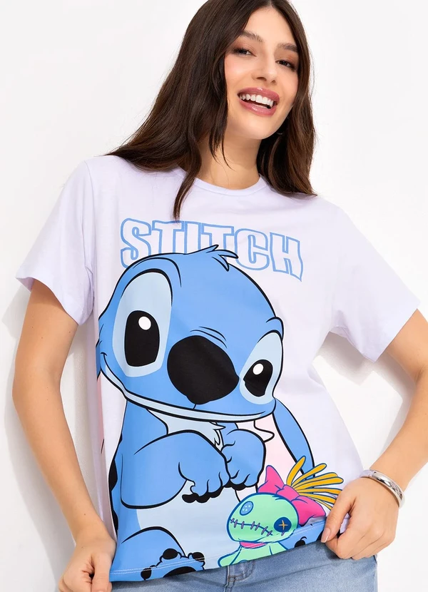 Disney - T-Shirt Branca em Malha de Algodão Penteado 5