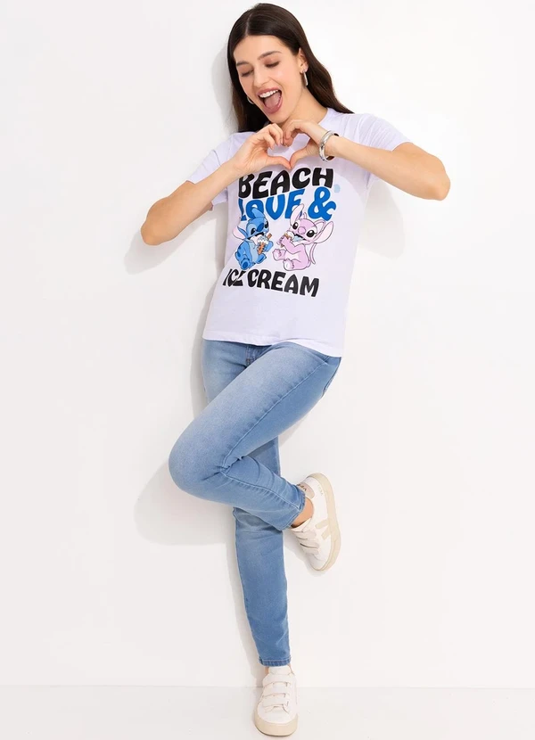 Disney - T-Shirt Branco em Malha de Algodão Penteado 3