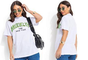 T-Shirt Branco em Malha de Algod�o
