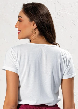 Moda Pop - T-Shirt Branco em Malha - MODA POP
