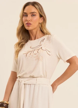 Doce Trama - T-Shirt Brisa Bordada Branco - DOCE TRAMA