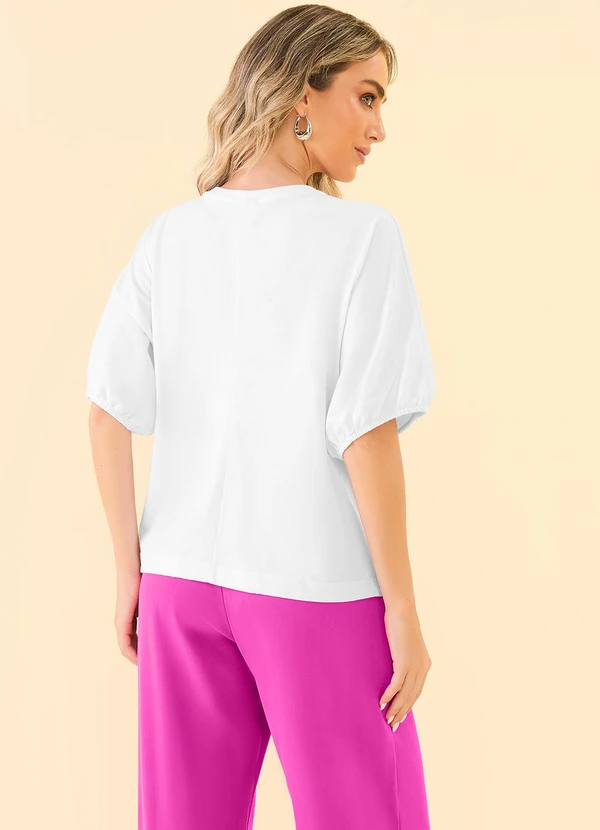 Angel - T-Shirt Broche Laco Strass Branco 4