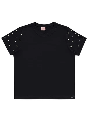 Angel - T-Shirt C/Perolas Preto - ANGEL