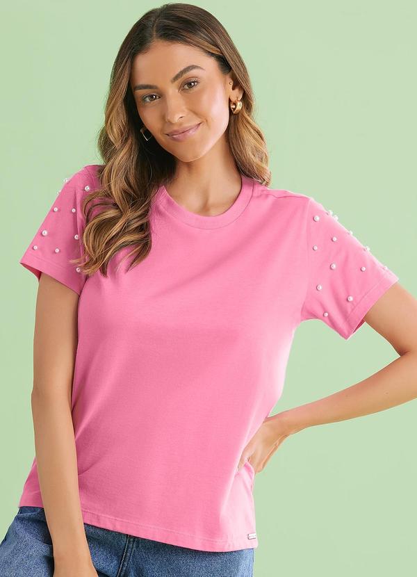Angel - T-Shirt com Perolas Rosa