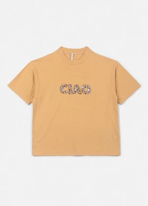 Authoria - T-Shirt Caramelo com Pedrarias Marrom - AUTHORIA