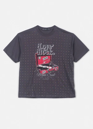 Authoria - T-Shirt Cinza com Strass Grafite - AUTHORIA